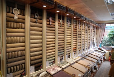 Interior of our carpet warehouse in Billinghurst